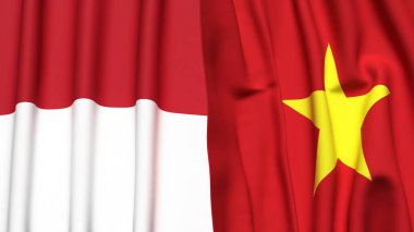 İndonezya ve VİETNAM bayrakları gerçekçi kumaş dokusuyla