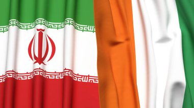 Gerçekçi kumaş desenli İRAN ve IVORY Kıyı Bayrakları