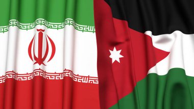 İRAN ve JORDAN 'ın gerçekçi kumaş dokusuna sahip bayrakları