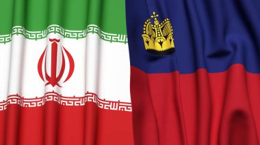 Gerçekçi kumaş dokusuna sahip İRAN ve LEECHTENSTEIN bayrakları
