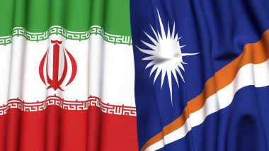 İran ve Marshall adalarının bayrakları gerçekçi kumaş dokusuna sahipler.