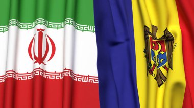 İRAN ve MOLDOVA bayrakları gerçekçi kumaş dokusuna sahip