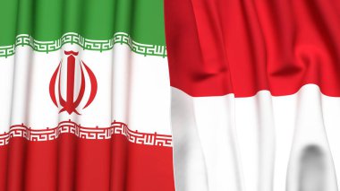 İRAN ve Monako bayrakları gerçekçi kumaş dokusuyla