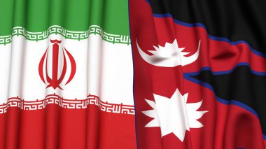 İRAN ve NEPAL bayrakları gerçekçi kumaş dokusuna sahip