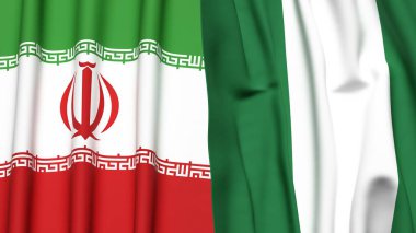 İran ve Nijerya 'nın gerçekçi kumaş dokusuna sahip bayrakları