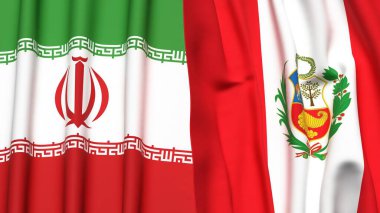 İRAN ve Peru 'nun gerçekçi kumaşlı bayrakları