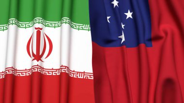 İRAN ve SAMOA bayrakları gerçekçi kumaş dokusuna sahip