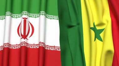 İRAN ve SENeGAL bayrakları gerçekçi kumaş dokusuna sahip