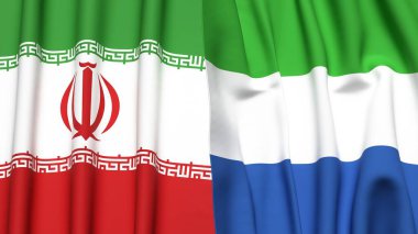 İranlı ve Sierra Leone bayrakları gerçekçi kumaş dokusuyla