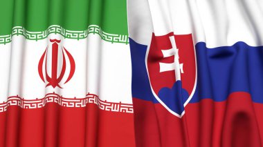 İRAN ve SLOVAKIA bayrakları gerçekçi kumaş dokusuna sahip
