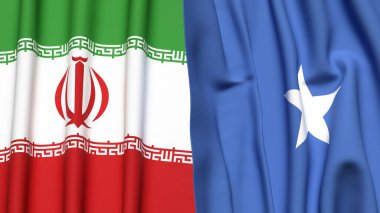 İRAN ve SOMALYA bayrakları gerçekçi kumaş dokusuna sahip