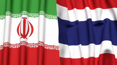 İRAN ve THAILAND bayrakları gerçekçi kumaş dokusuyla