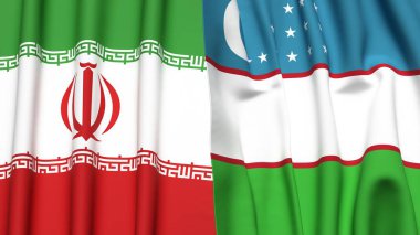 İRAN ve UZBEKISTAN bayrakları gerçekçi kumaş dokusuna sahip