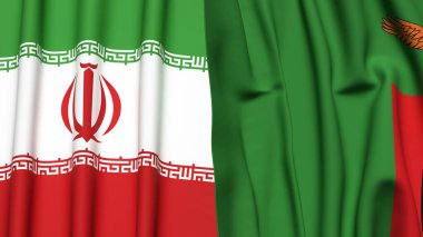 İRAN ve ZAMBIA bayrakları gerçekçi kumaş dokusuna sahip