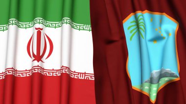 İRAN ve Batı Hint Adaları bayrakları gerçekçi kumaş desenli