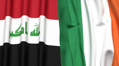 IRAQ ve IRELAND bayrakları gerçekçi kumaş dokusuyla