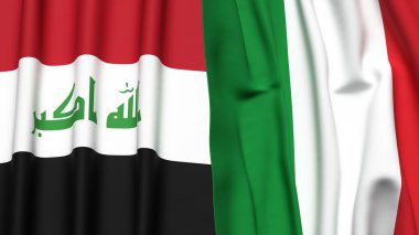 Gerçekçi kumaş dokusuna sahip IRAQ ve İtalya bayrakları