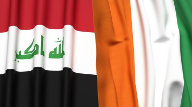 Gerçekçi kumaş dokusuna sahip IRAQ ve IVORY Kıyı Bayrakları