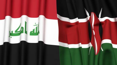 Gerçekçi kumaşlı IRAQ ve KENYA bayrakları