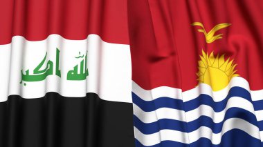 IRAQ ve KIRIBATI bayrakları gerçekçi kumaş dokusuyla