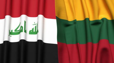 Gerçekçi kumaş dokusuna sahip IRAQ ve LITHUANIA bayrakları