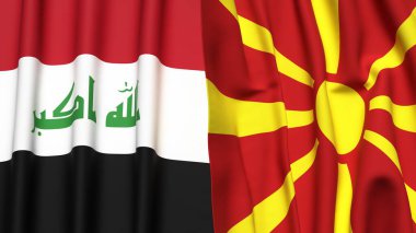 Gerçekçi kumaş dokusuna sahip IRAQ ve MACEDONIA bayrakları