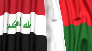 Gerçekçi kumaş desenli IRAQ ve MADAGASCAR bayrakları