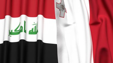 Gerçek kumaş desenli IRAQ ve MALTA bayrakları
