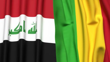 Gerçekçi kumaş dokusuna sahip IRAQ ve MALI bayrakları