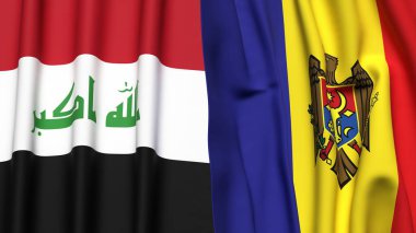 Gerçekçi kumaş dokusuna sahip IRAQ ve MOLDOVA bayrakları