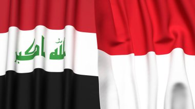 IRAQ ve monako bayrakları gerçekçi kumaş dokusuna sahip.