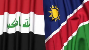 IRAQ ve NAMIBIA bayrakları gerçekçi kumaş dokusuna sahip