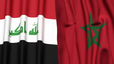 IRAQ ve MoroCCO bayrakları gerçekçi kumaş dokusuyla