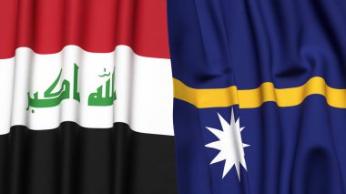 Gerçek kumaş desenli IRAQ ve NAURU bayrakları