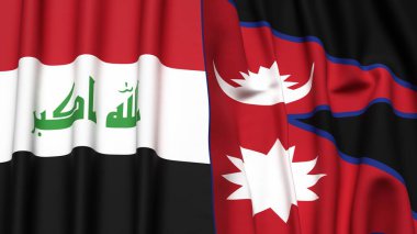 IRAQ ve NEPAL bayrakları gerçekçi kumaş dokusuna sahip