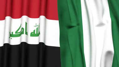 Gerçek kumaş dokusuna sahip IRAQ ve NIGERIA bayrakları