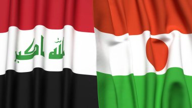 IRAQ ve NIGER bayrakları gerçekçi kumaş dokusuyla