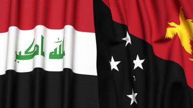 IRAQ ve PAPUA Gerçek kumaş dokusuna sahip yeni GUINEA bayrakları