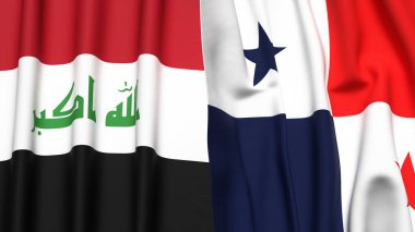 Gerçek kumaş desenli IRAQ ve Panama bayrakları