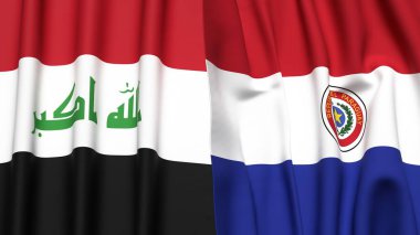 IRAQ ve PARAGUAY bayrakları gerçekçi kumaş dokusuna sahip