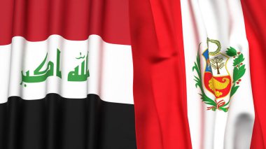 Gerçekçi kumaşlı IRAQ ve Peru bayrakları