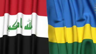 Gerçekçi kumaşlı IRAQ ve Rwanda bayrakları