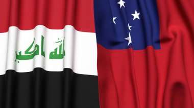 IRAQ ve SAMOA bayrakları gerçekçi kumaş dokusuna sahip
