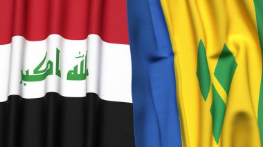 IRAQ ve SAINT VINCENT bayrakları gerçekçi kumaş dokusuyla
