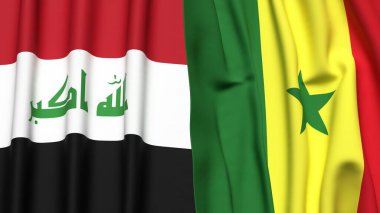 IRAQ ve SENEGAL bayrakları gerçekçi kumaş dokusuna sahip