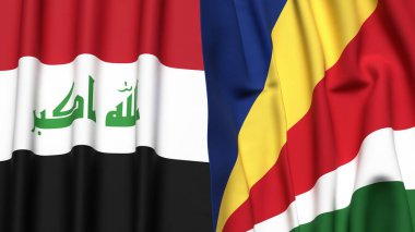 IRAQ ve SEYCHELLES bayrakları gerçekçi kumaş desenli