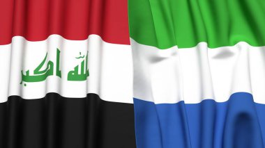 Gerçek kumaş desenli IRAQ ve SIERRA LEONE bayrakları