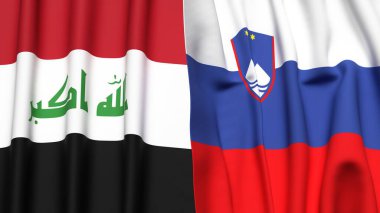 IRAQ ve SLOVENIA bayrakları gerçekçi kumaş dokusuna sahip