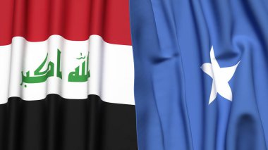 IRAQ ve SOMALIA bayrakları gerçekçi kumaş dokusuna sahip