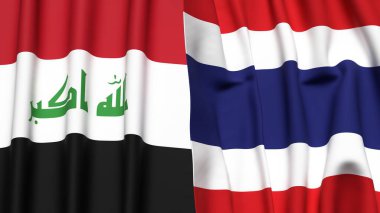 IRAQ ve THAILAND bayrakları gerçekçi kumaş dokusuyla